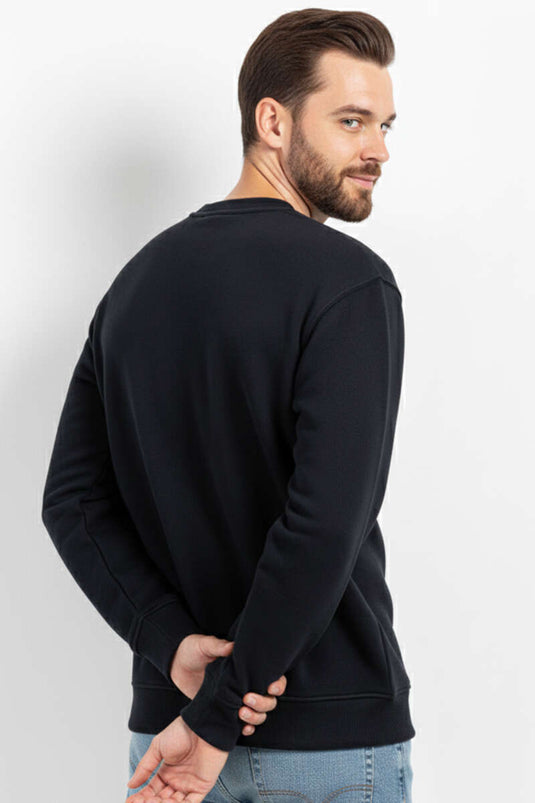 سويت شيرت رجالي كبير الحجم بثلاث خيوط أسود