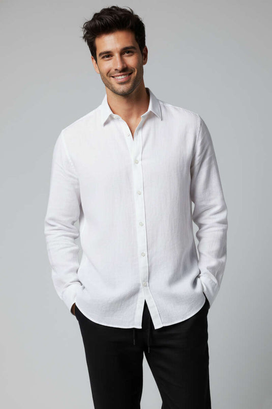 Camicia Uomo Oxford Tessuto Bianco