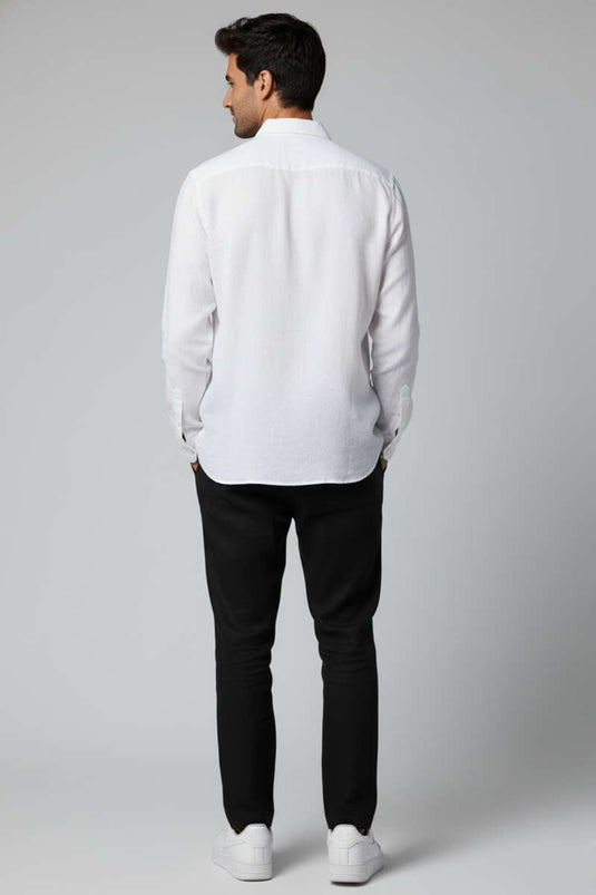 Camicia Uomo Oxford Tessuto Bianco
