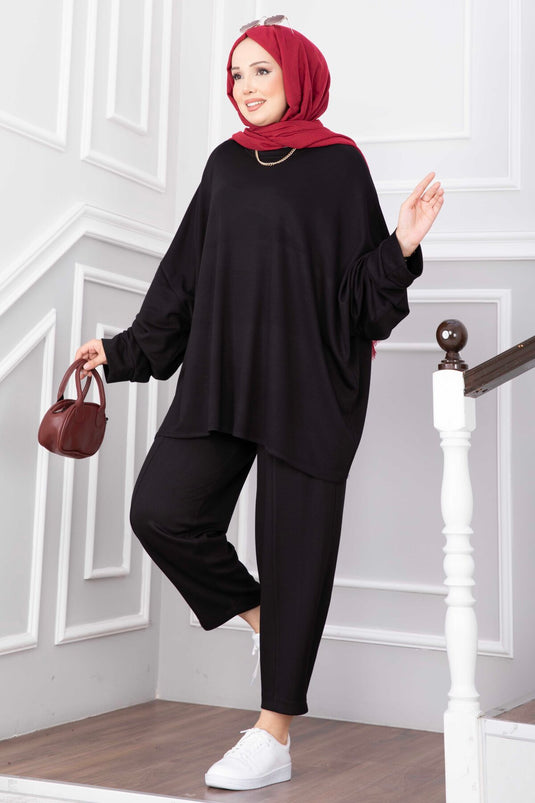Schwarzes Tunika Und Hose Set