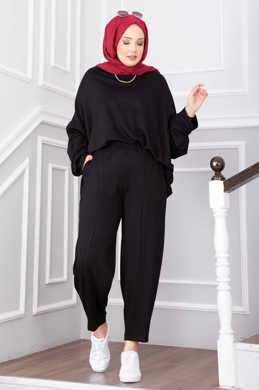 Schwarzes Tunika Und Hose Set
