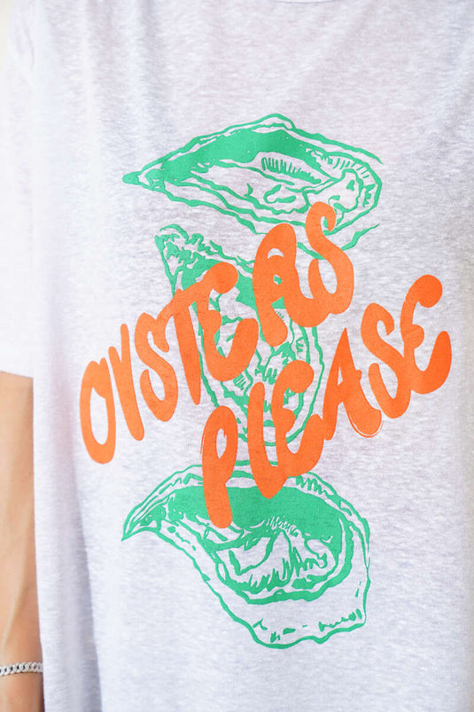 Oysteas Please bedrucktes T-Shirt Weiß