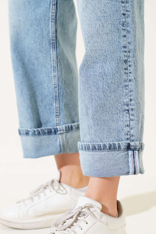 Folded Leg Jeans Denim Ice Blue