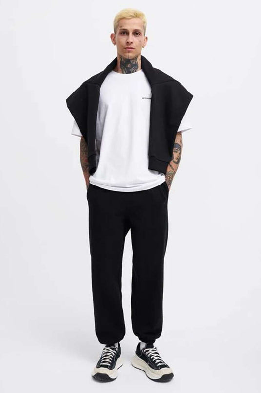 Pantalon de jogging pour homme avec poches et taille élastique noir