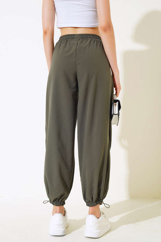 Hose mit elastischem Bein, Khaki