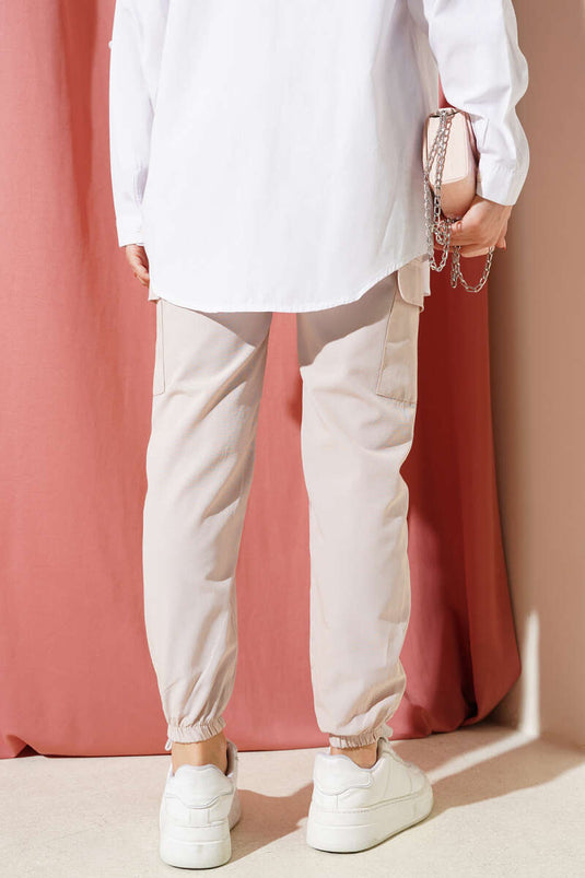 بنطلون كارغو بسلسلة ساق مرنة من الحجر