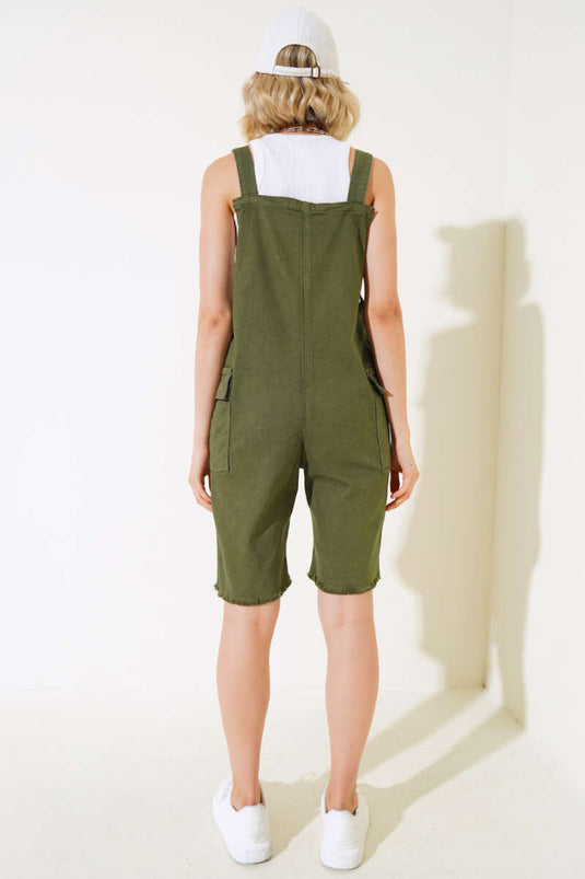 Paça Püsküllü Şortlu Slopet Haki