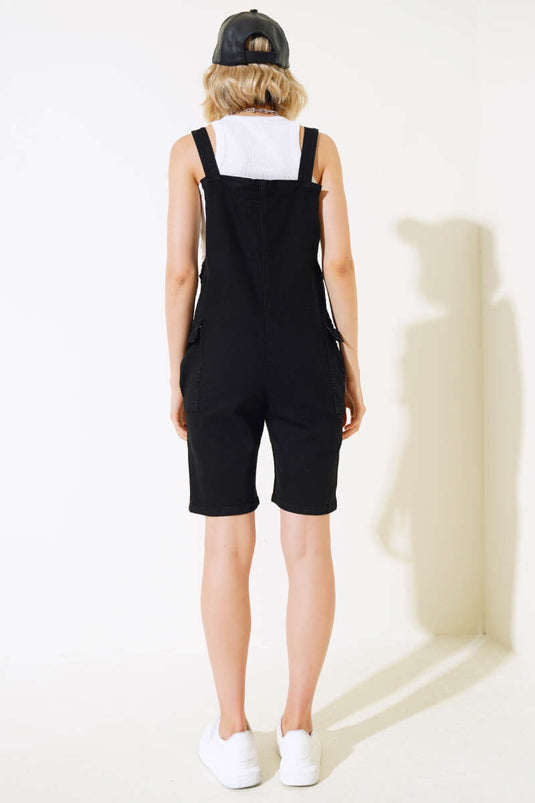 Shorts senza maniche con nappine Nero