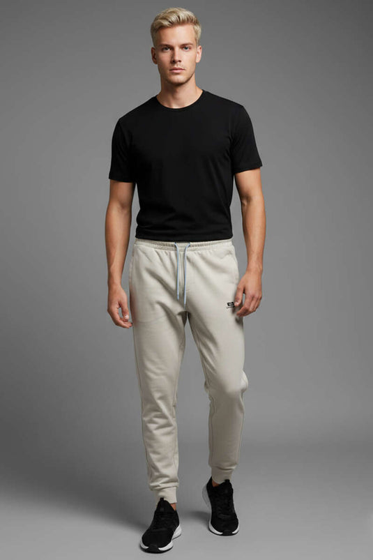 سروال رياضي رجالي بجيب وحزام مطاطي بلون حجر