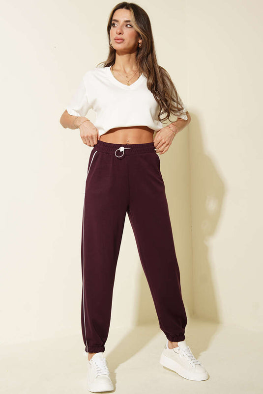 Elastic Waist and Cuff Loyşa Pants Plum