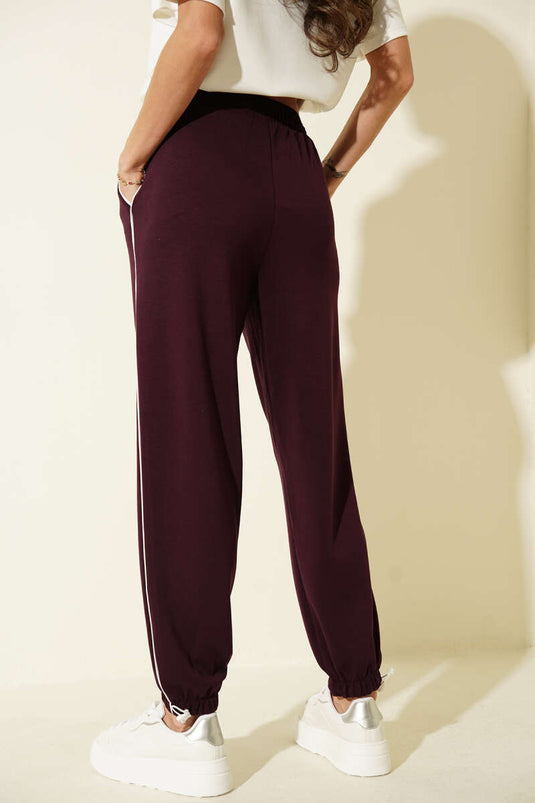 Elastic Waist and Cuff Loyşa Pants Plum