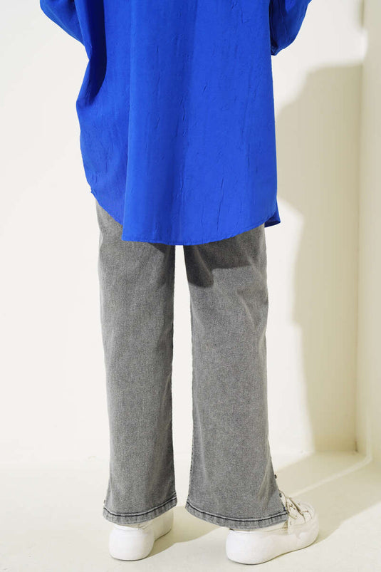 جينز مدخن بالحجارة على جانب الساق