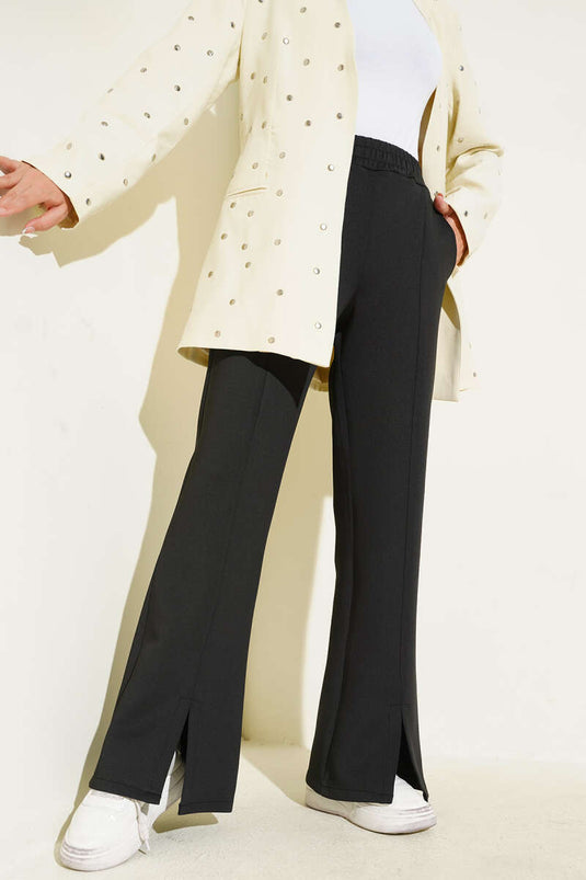 بنطال غوص أسود اللون بفتحة في الحافة