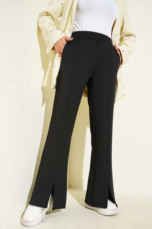 Pantaloni da sub con orlo a spacco, neri