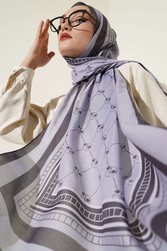 Pacman Desen Soft Şal Kayrak Grisi