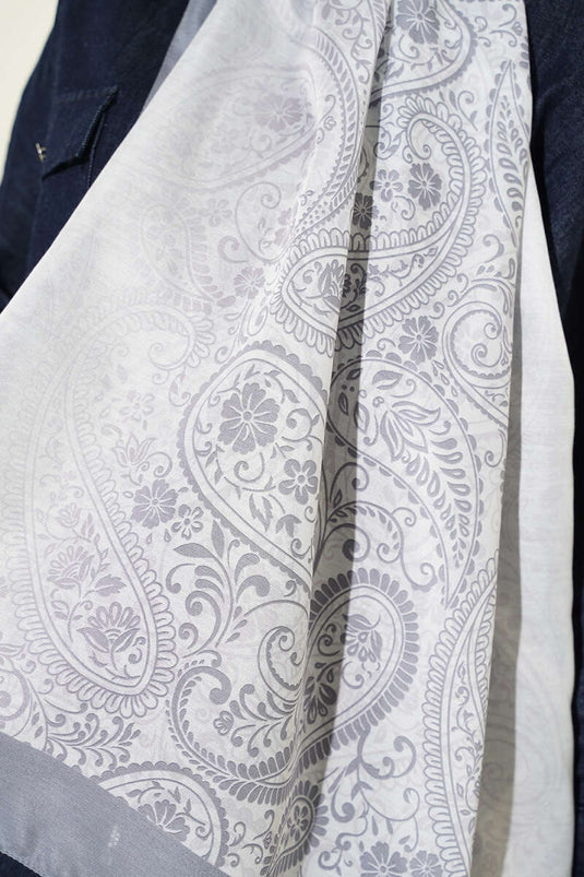 Paisley Floral Pattern Scarf Grey