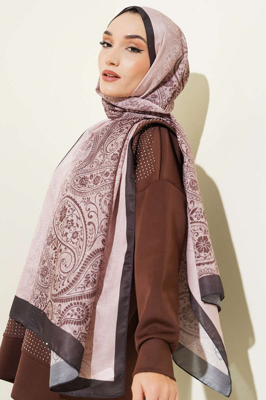 Écharpe noire à motif floral cachemire