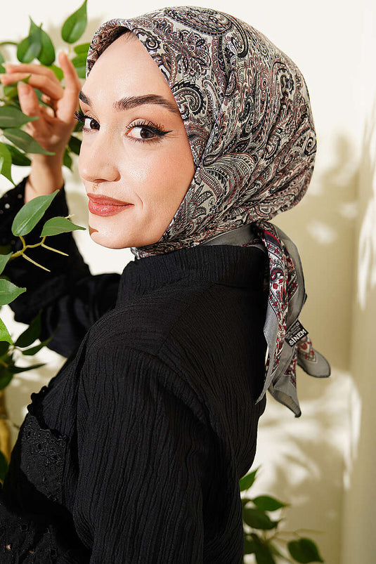 وشاح بيزلي ديزاين أناقة رمادي