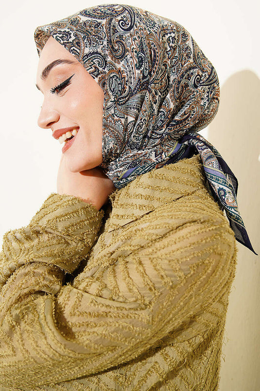 Paisley Desen Elegance Eşarp Lacivert