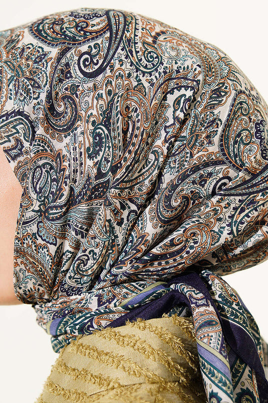 Paisley Desen Elegance Eşarp Lacivert