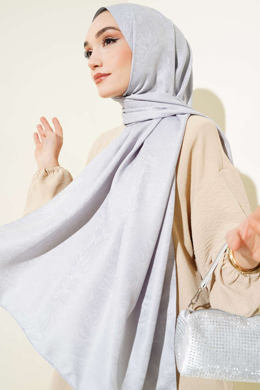 Châle jacquard à motif cachemire gris