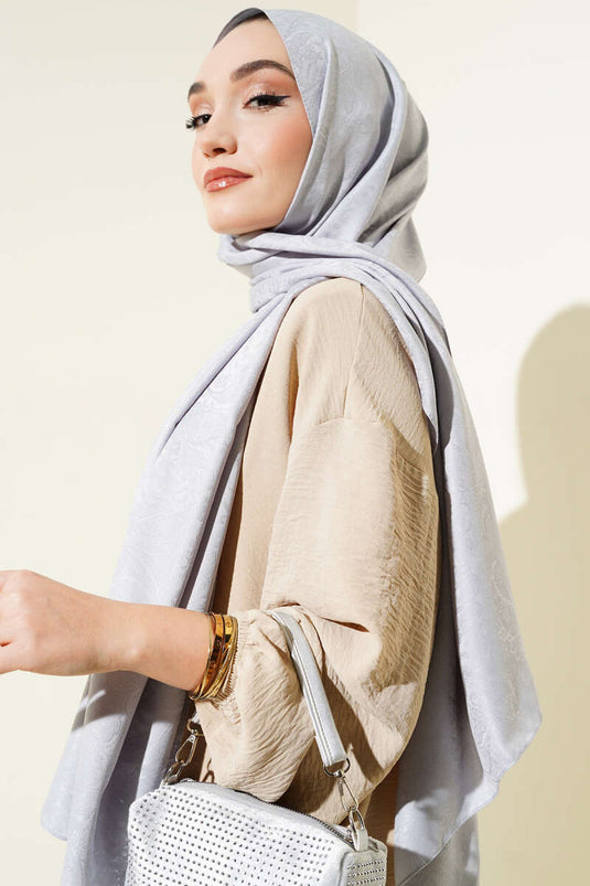 Paisley patroon jacquard sjaal grijs