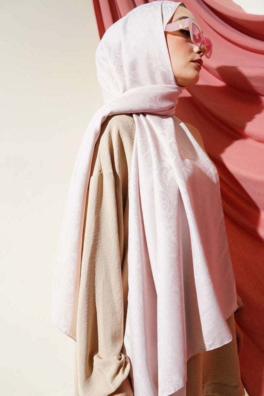 Châle jacquard à motif cachemire couleur poudre