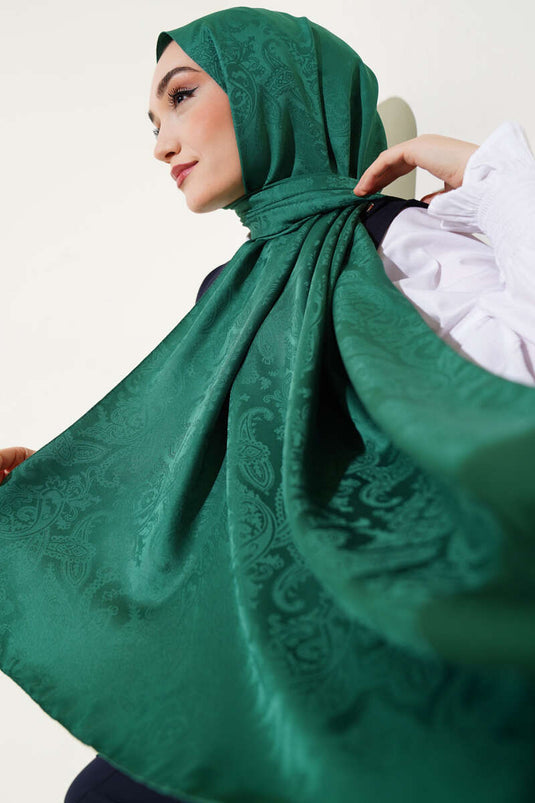 Châle jacquard à motif cachemire vert