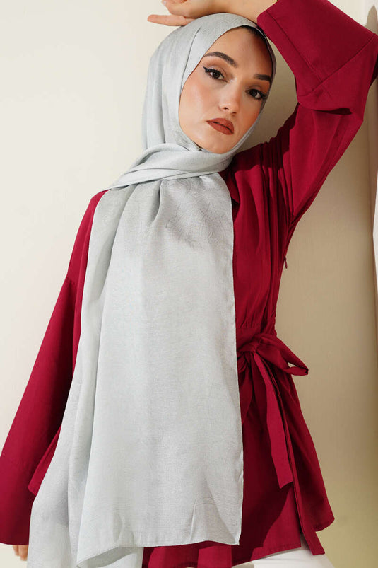 Paisley Pattern Shine Line Scarf, Silver