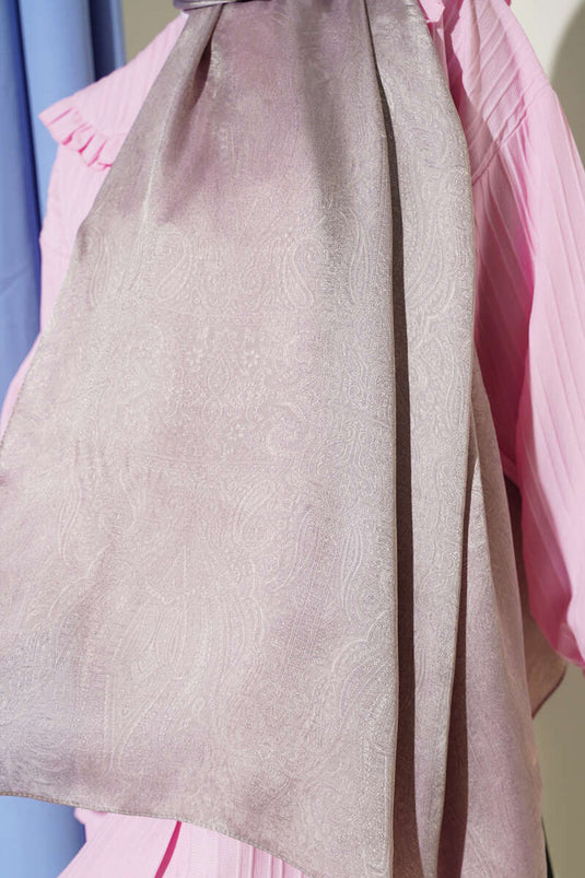 Paisley Pattern Shine Line Shawl Mink