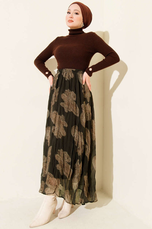 Jupe en chiffon à motif cachemire Marron foncé