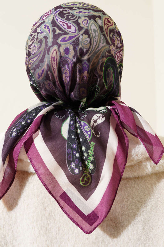 Weicher Baumwollschal mit Paisley-Muster, Magenta