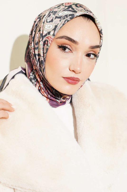 Paisley Patterned Soft Cotton Scarf Purple