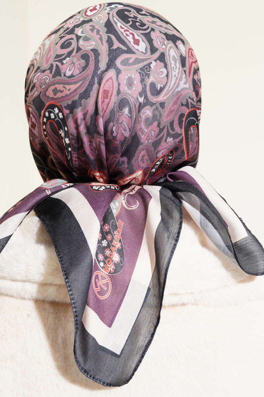 Paisley Patterned Soft Cotton Scarf Purple