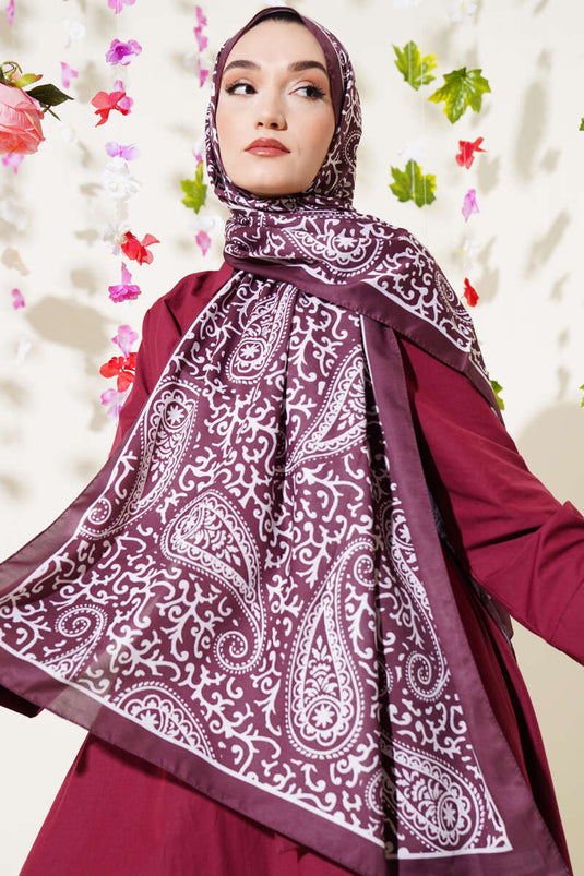 شال ناعم بنقوش بيزلي، بني مر