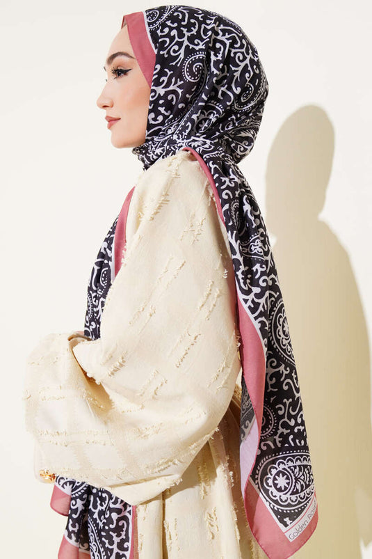 شال ناعم بنقشة بيزلي وردي باهت