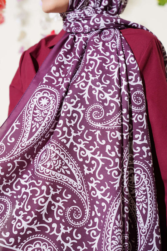 Paisley Desenli Soft Şal Mürdüm