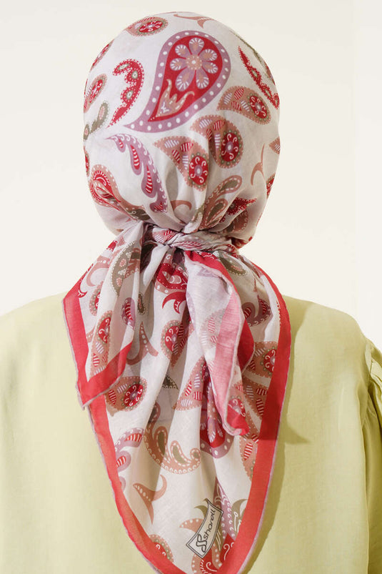 Paisley Detailed Scarf Beige