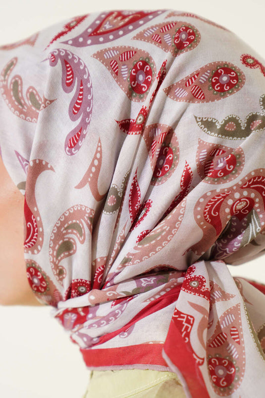 Paisley Detailed Scarf Beige