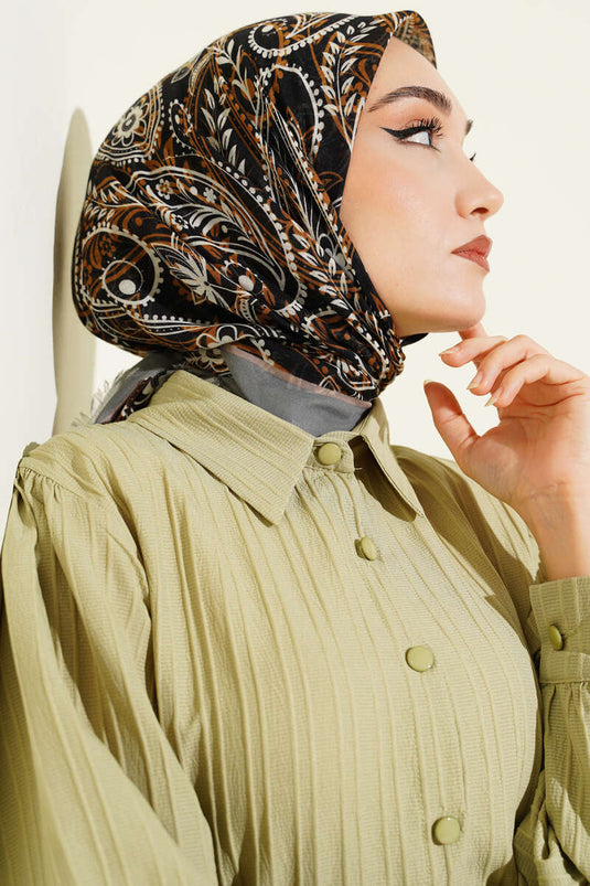 Paisley Flamu Cotton Scarf Smoke