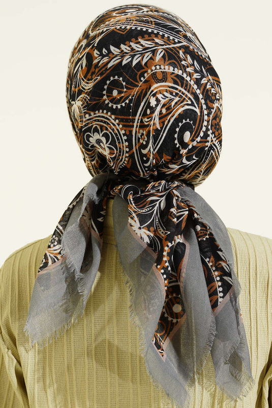 Paisley Flamu Cotton Scarf Smoke