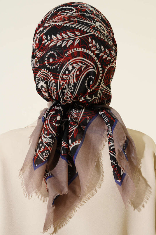 Paisley Flamu Cotton Scarf Mink