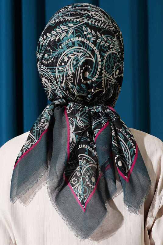 Paisley Flamu Cotton Scarf Emerald