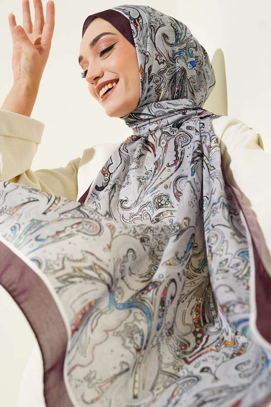 Paisley İşlemeli Soft Şal Acı Kahve