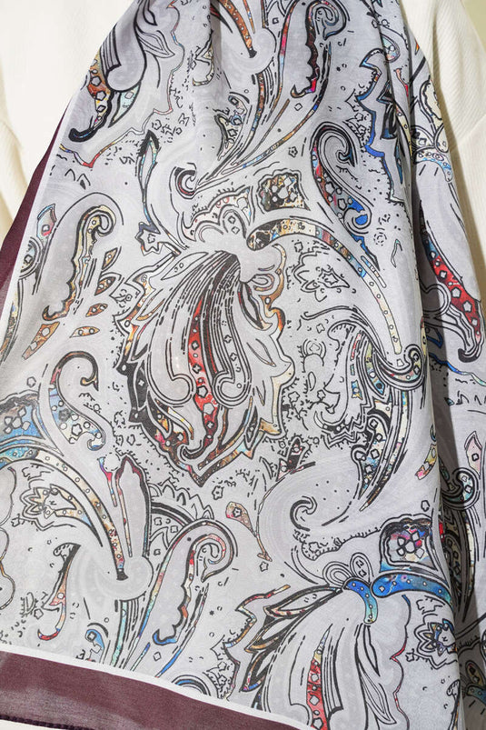 Paisley İşlemeli Soft Şal Acı Kahve