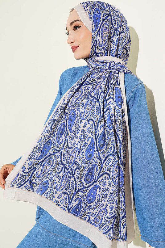 Paisley Kraş Modal Şal Bej Saks