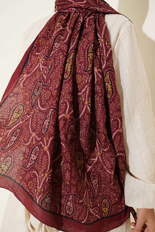 Pañuelo Paisley Kraş En Modal Burdeos