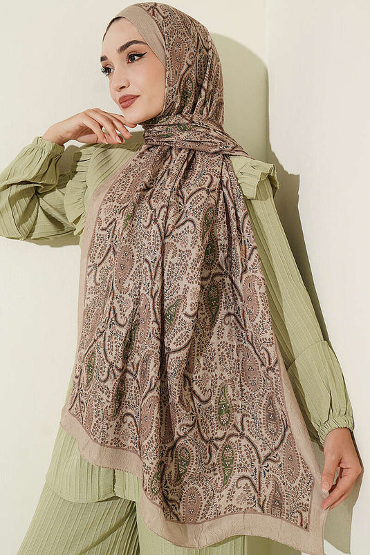 Paisley Kraş Modal Sjaal Beige