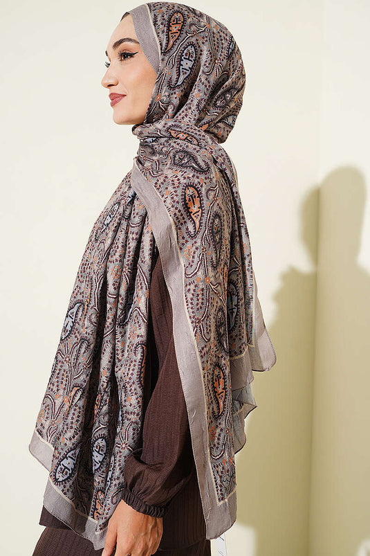Paisley Kraş Modal Şal Vizon