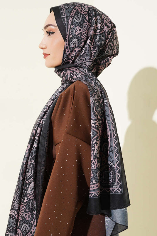 وشاح ناعم بنقشة بيزلي أسود